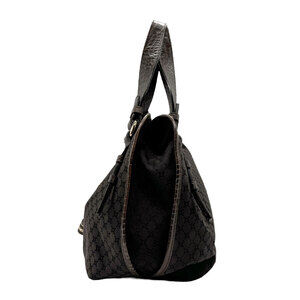 Celine embossed handbag Macadam Brown leather Dark Black gold canvas